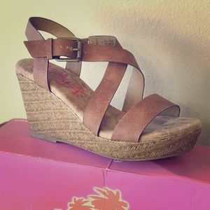 Cognac Wedge Sandals